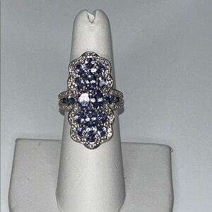 NWOT NYC11 Genuine Tanzanite Floral Theme Sterling Silver Designer Ring Bohemian